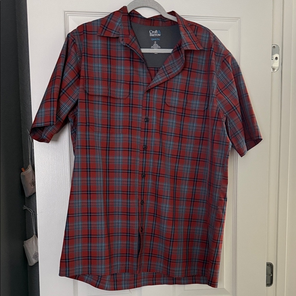 Croft & Barrow Red and Blue Plaid Casual Shirt